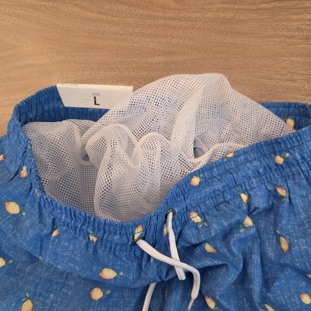 🔴 Trunks Sano Swim Shorts Mens Large Blue Chambray Lemons Quick - Picture 10 of 14